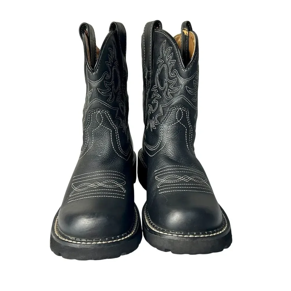 ARIAT Fatbaby Women’s Black Leather Round Toe Cowboy Cowgirl Western Boots 6.5 B - Picture 2 of 10